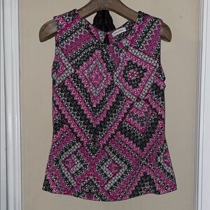 Calvin Klein Geometric Pink and Black Blouse